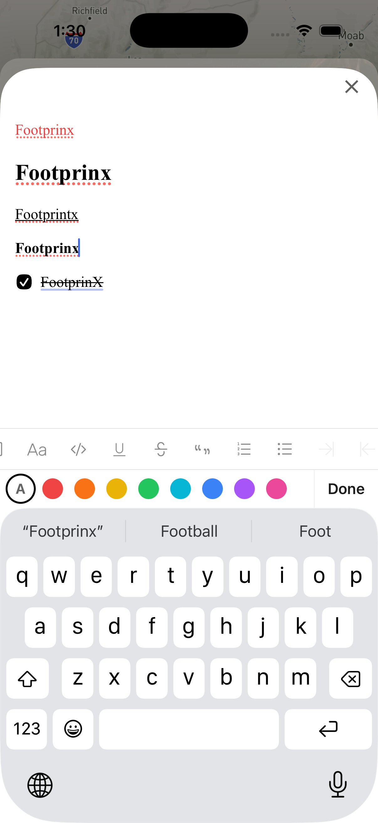 Rich text editor with formatting options
